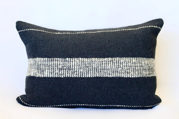 ZUMA HANDWOVEN LUMBAR PILLOW - BLACK